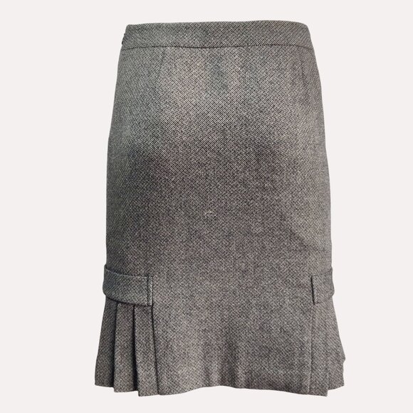Vintage Y2K Banana Republic Tweed Side Pleats w Dome Buttons Pencil Skirt Sz 2 - Picture 2 of 8